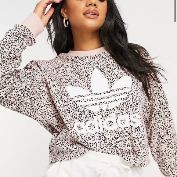 adidas Sweaters - Adidas Original leopard print sweatshirt in pink.